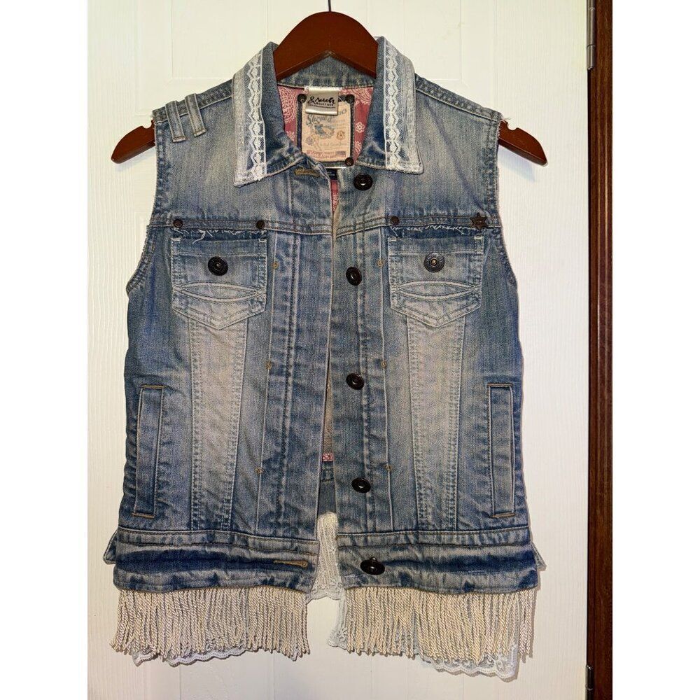 Shane Jeans Denim Embellished Vest Size Small‎ - Picture 3 of 16